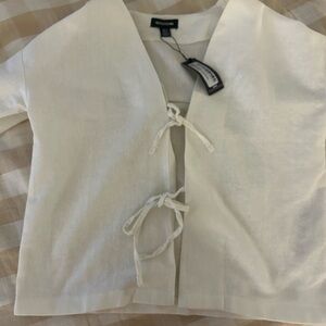 PrettyLittleThing Cream Tie-Front Cardigan